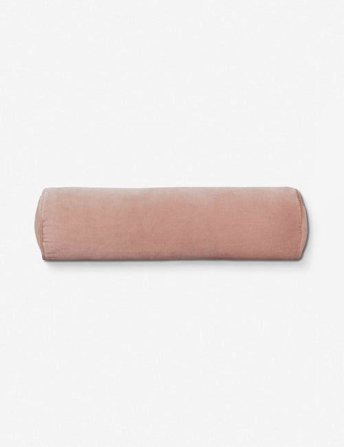 #color::rosewater | Sabine blush pink velvet cylindrical bolster pillow