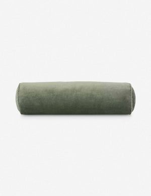 Sabine moss green velvet cylindrical bolster pillow