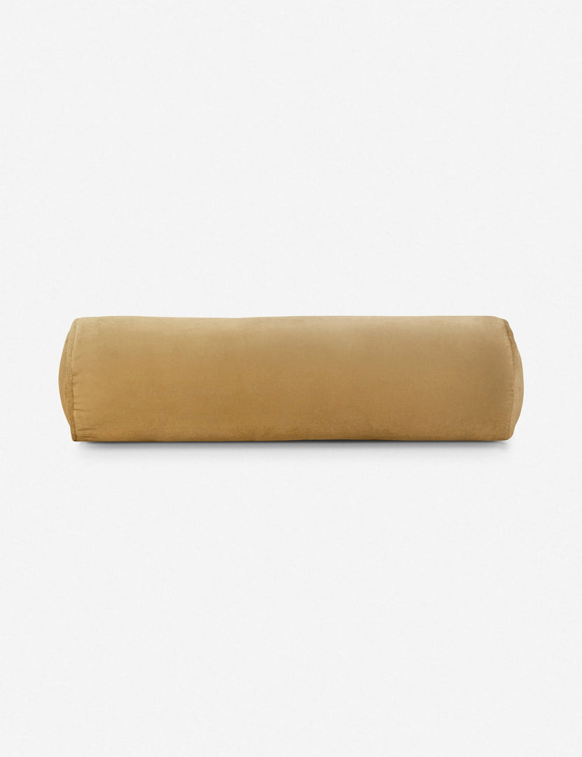 #color::mustard | Sabine mustard yellow velvet cylindrical bolster pillow