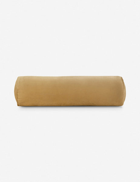 #color::mustard | Sabine mustard yellow velvet cylindrical bolster pillow