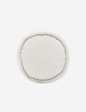 Side view of the Sabine white velvet cylindrical bolster pillow