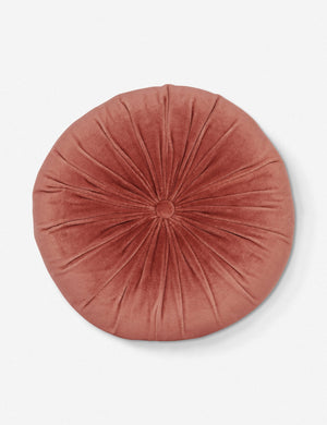 Monroe coral pink velvet round pillow