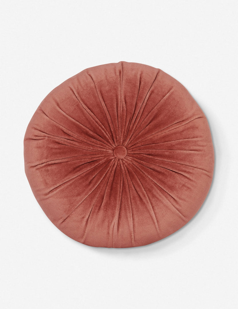 #color::coral | Monroe coral pink velvet round pillow