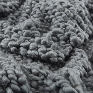 Close-up of the Sable flint gray ultra-chunky throw blanket by Nikki Chu