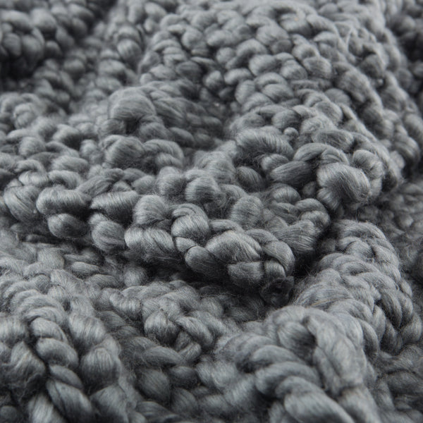 #color::flint-gray | Close-up of the Sable flint gray ultra-chunky throw blanket by Nikki Chu