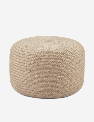 Bowen natural woven indoor and outdoor pouf with simple braided pattern
