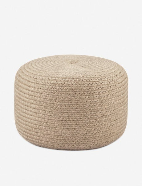 | Bowen natural woven indoor and outdoor pouf with simple braided pattern