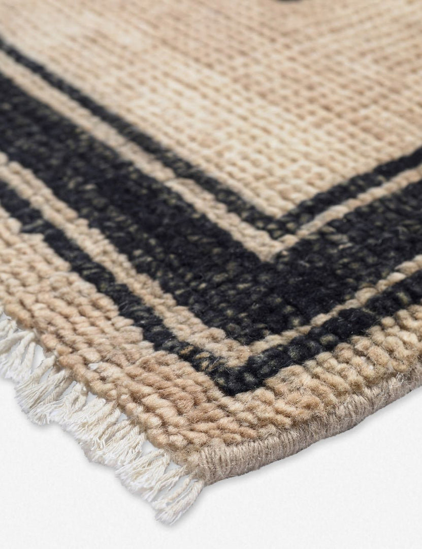 Senna Black + Neutral Wool Geometric Area Rug