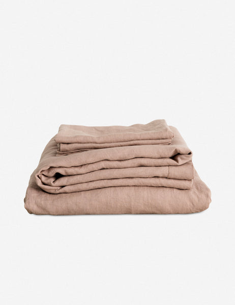 #color::fawn #size::queen #size::king | European Flax Linen fawn pink Sheet Set by Cultiver