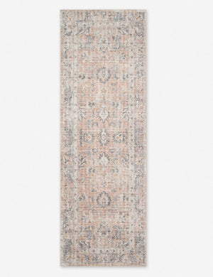 Roze blush and grey power-loomed rug with medallion patterns in its runner size