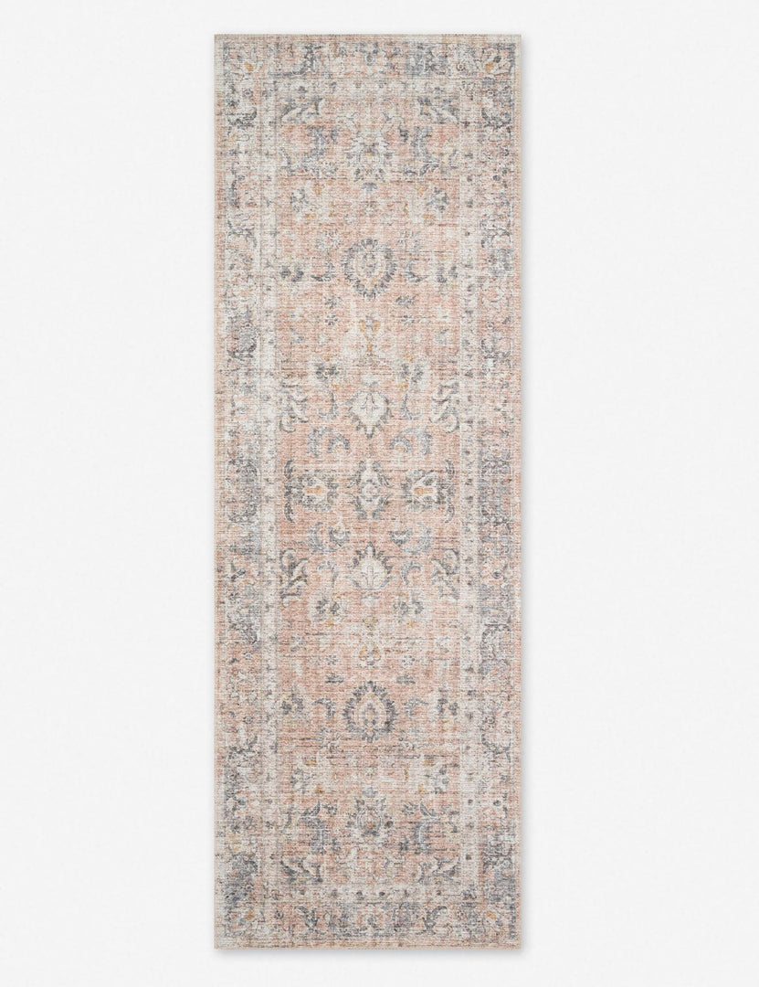 #color::blush-and-grey #size::2-6--x-7-6- | Roze blush and grey power-loomed rug with medallion patterns in its runner size