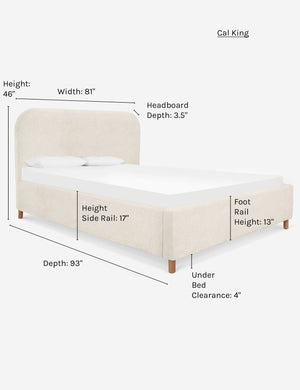 Dimensions on the California king size Solene Boucle Cream platform bed