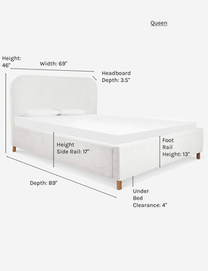Dimensions on the queen size Solene White linen platform bed