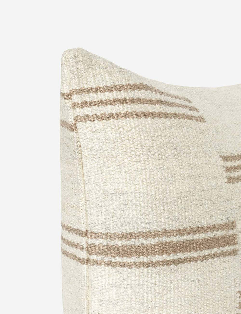 #style::square | Corner of the Stripe break natural and cream square pillow by Sarah Sherman Samuel