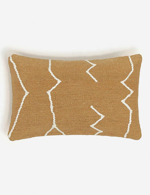 Moroccan ochre and natural beni ourain inspired lumbar flat weave pillow by Sarah Sherman Samuel