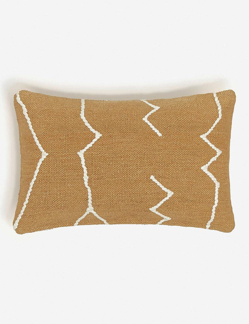 #color::ochre #style::lumbar | Moroccan ochre and natural beni ourain inspired lumbar flat weave pillow by Sarah Sherman Samuel