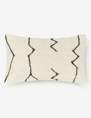 Moroccan black and natural beni ourain inspired lumbar flat weave pillow by Sarah Sherman Samuel
