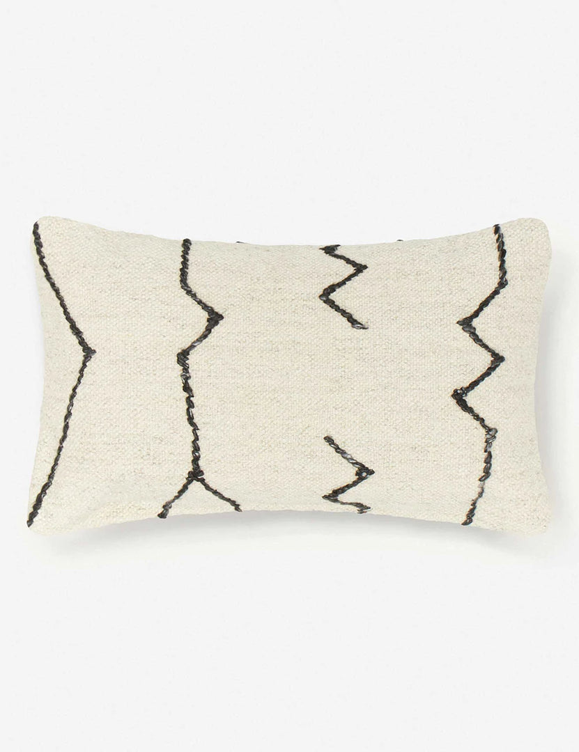 #color::black-&-natural #style::lumbar | Moroccan black and natural beni ourain inspired lumbar flat weave pillow by Sarah Sherman Samuel