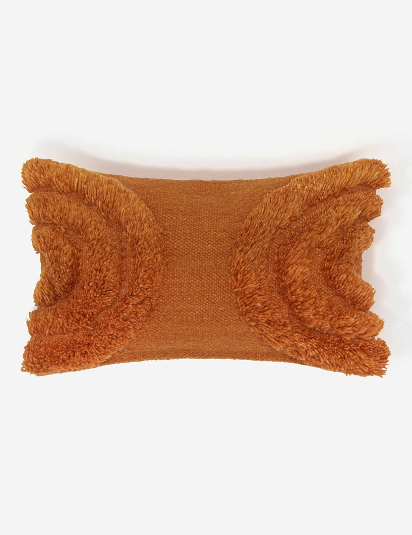 #color::rust #size::lumbar | Arches rust orange high-low textured plush lumbar pillow by Sarah Sherman Samuel