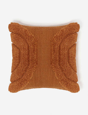 Arches rust orange high-low textured plush square pillow by Sarah Sherman Samuel
