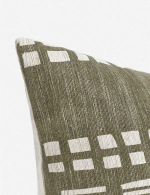 Corner of the Stonewalk green geometric long lumbar throw pillow by Élan Byrd