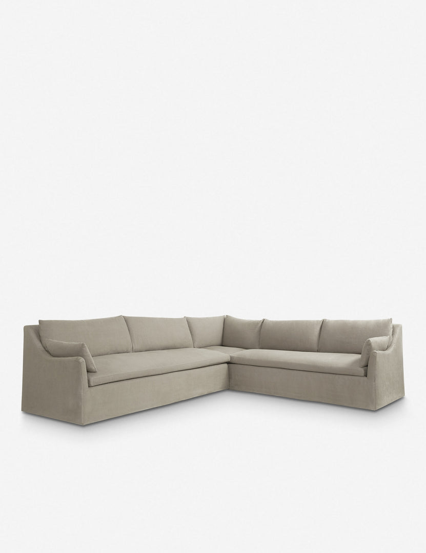#color::flax | Portola Flax linen Slipcover corner sectional Sofa with a slope-arm style