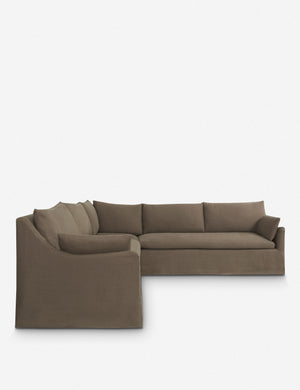 Portola Mushroom brown linen Slipcover corner sectional Sofa in a left-facing orientation