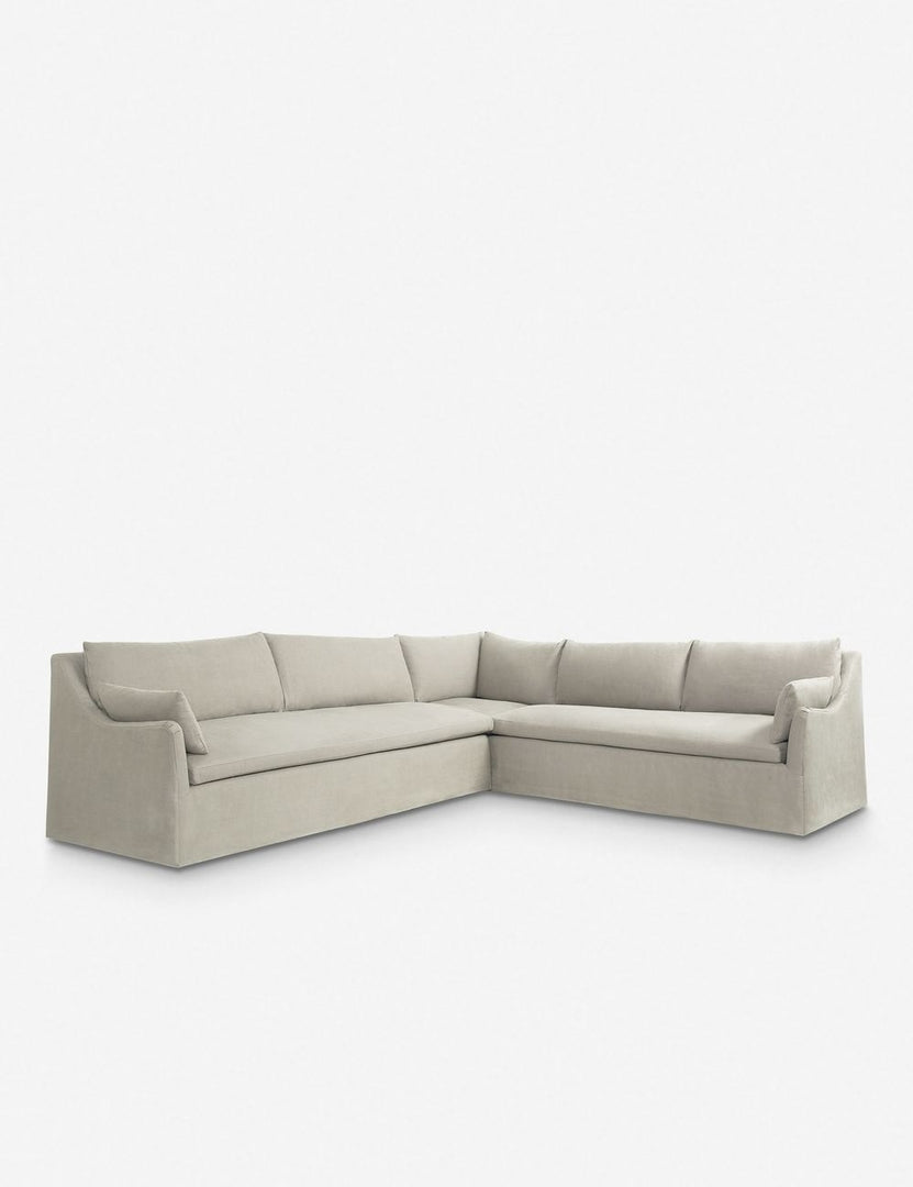 #color::natural | Portola Natural linen Slipcover corner sectional Sofa with a slope-arm style