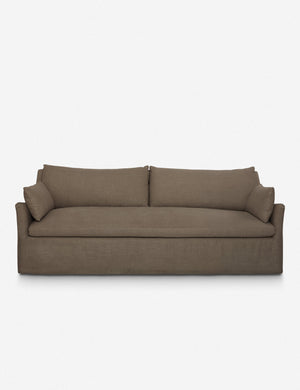 Portola Mushroom brown linen Slipcover Sofa with a slope-arm style