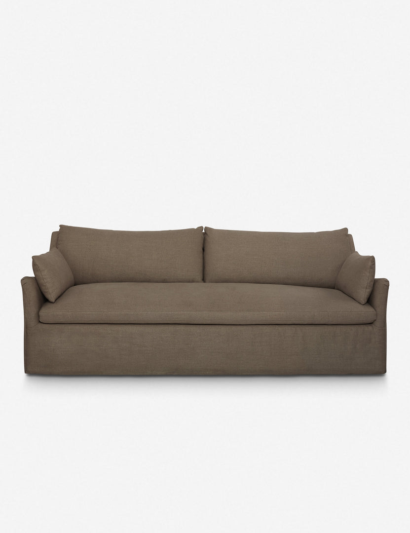#size::84-w #size::72-w #color::mushroom #size::96-w  | Portola Mushroom brown linen Slipcover Sofa with a slope-arm style