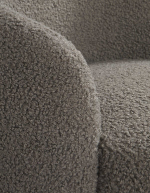 Close-up of the gray boucle fabric