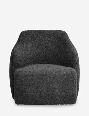 Tobi Slate Boucle swivel chair with a curved frame