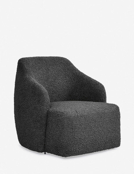 #color::slate-boucle | Angled view of the Tobi Slate Boucle swivel chair