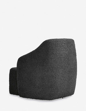 Angled rear view of the Tobi Slate Boucle swivel chair