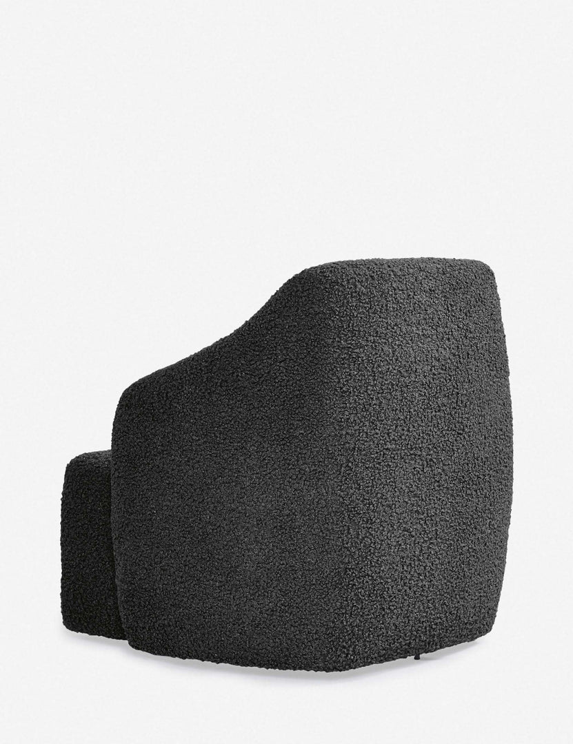 #color::slate-boucle | Angled rear view of the Tobi Slate Boucle swivel chair