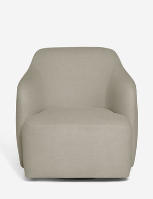 Tobi Flax linen swivel chair with a curved frame