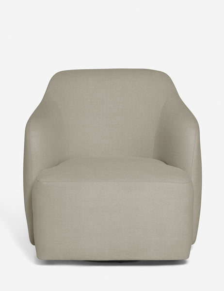 #color::flax | Tobi Flax linen swivel chair with a curved frame