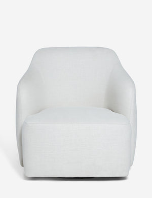 Tobi Natural linen swivel chair with a curved frame