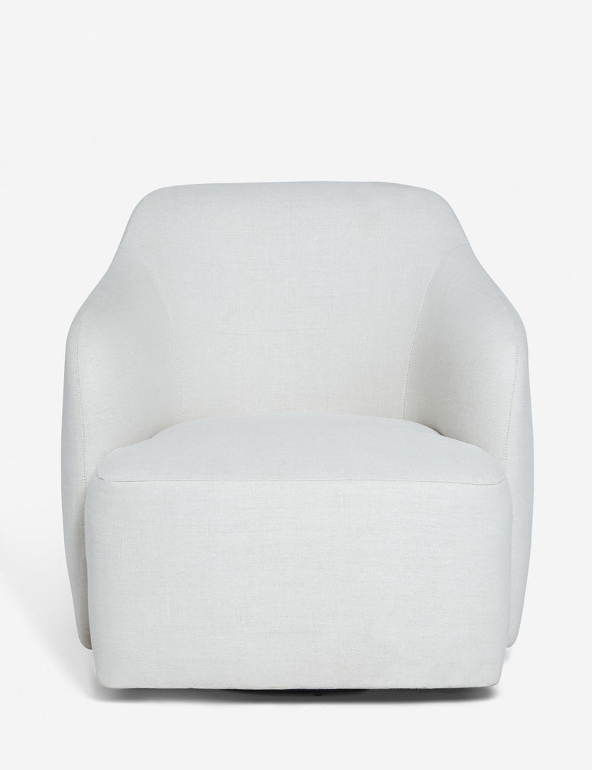 #color::natural | Tobi Natural linen swivel chair with a curved frame
