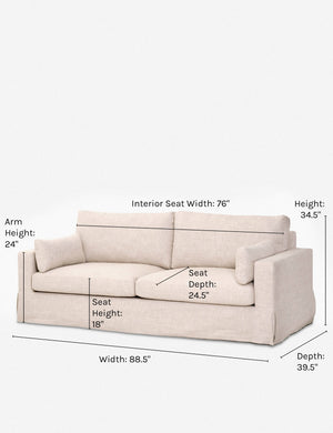 Dimensions on the Tova Sofa