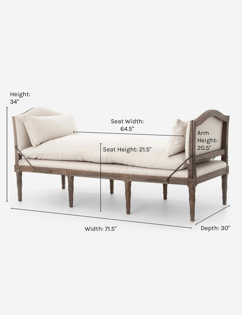 | Dimensions on the Trista chaise