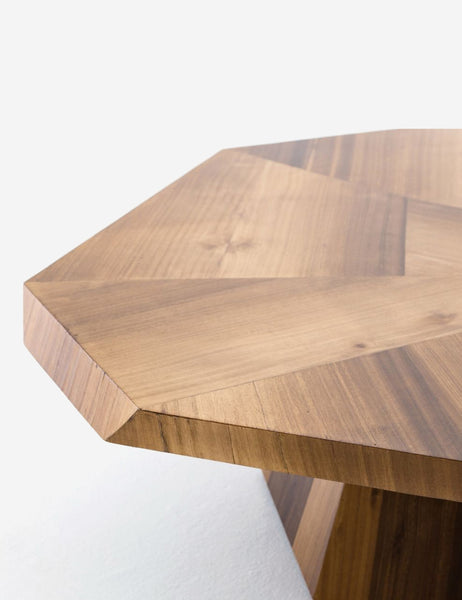 | The beveled edge on the side of the Balen coffee table