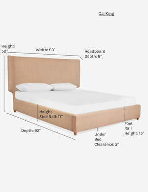 Dimensions on the  california king sized Valen buff pink platform bed