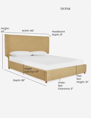 Dimensions on the california king sized Valen wheat linen platform bed