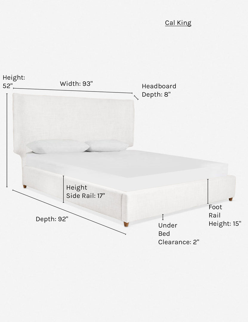#color::white #size::cal-king | Dimensions on the california king sized Valen white platform bed