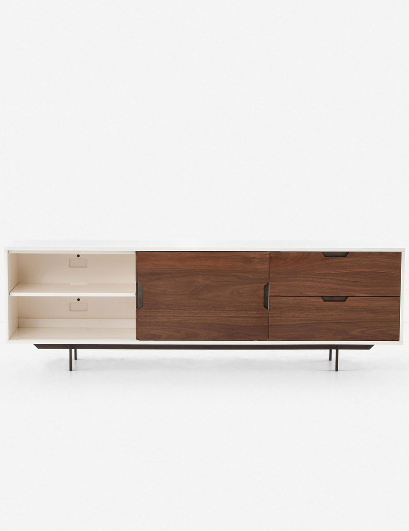 | Cordelle media console with the left cabinet exposed