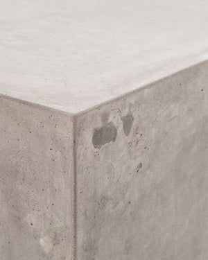 Close-up of the upper corner of the Gin indoor and outdoor concrete side table