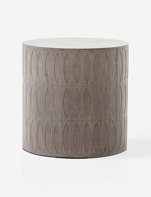 Glyn concrete indoor and outdoor side table with carved finish