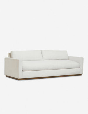 Angled view of the Walden white sofa
