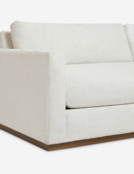 | Right side of the Walden white sofa